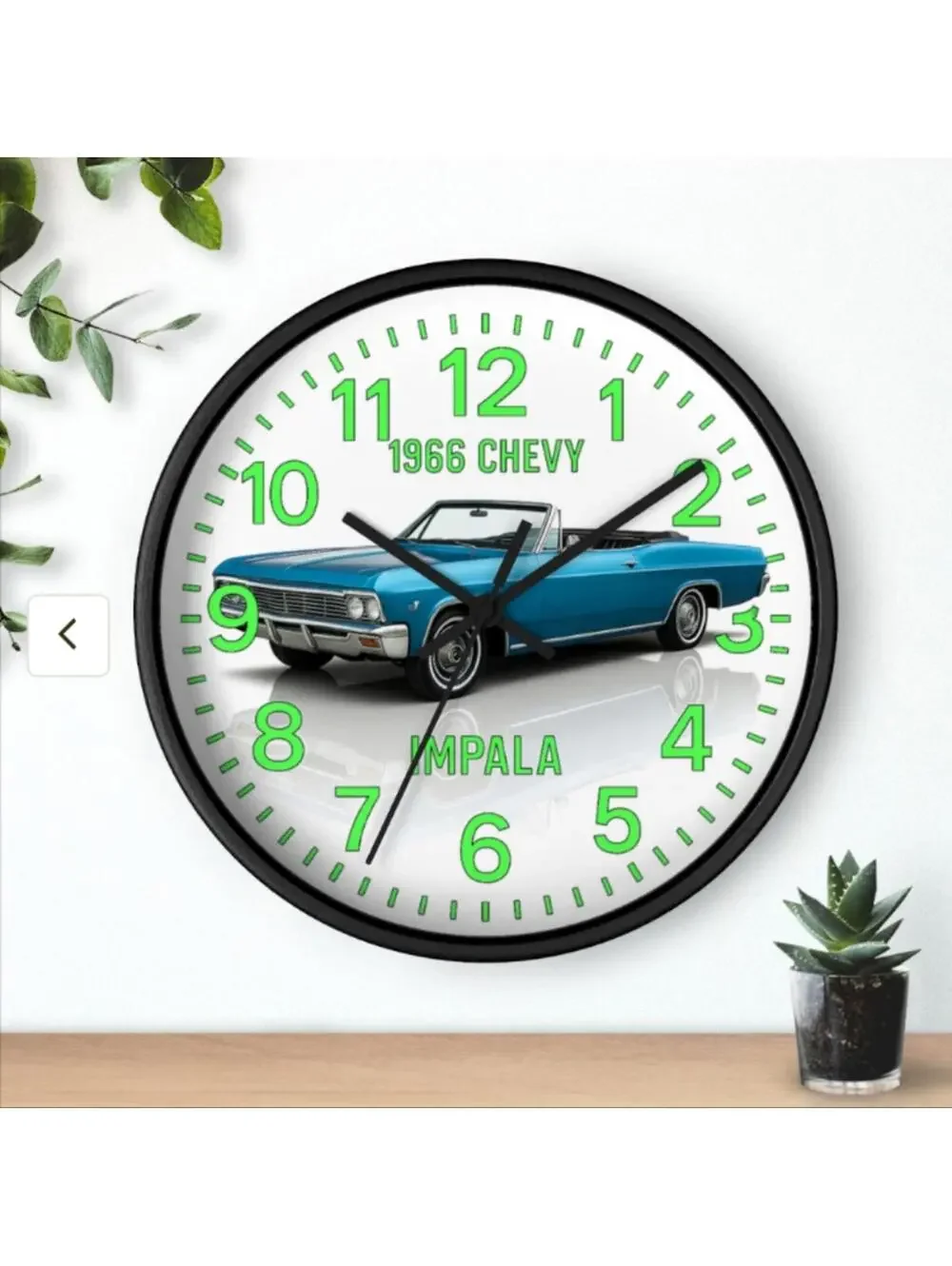 1966 Impala Chevy Chevrolet Impala Convertible Glow In The Dark Wall Clock New!